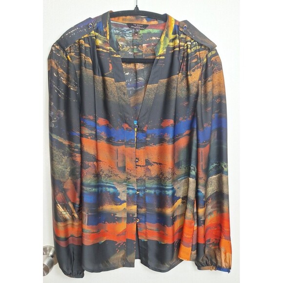 Ted Baker Pennii Artistic Palette Print Blouse Women's Ted Size 3 - Picture 1 of 9
